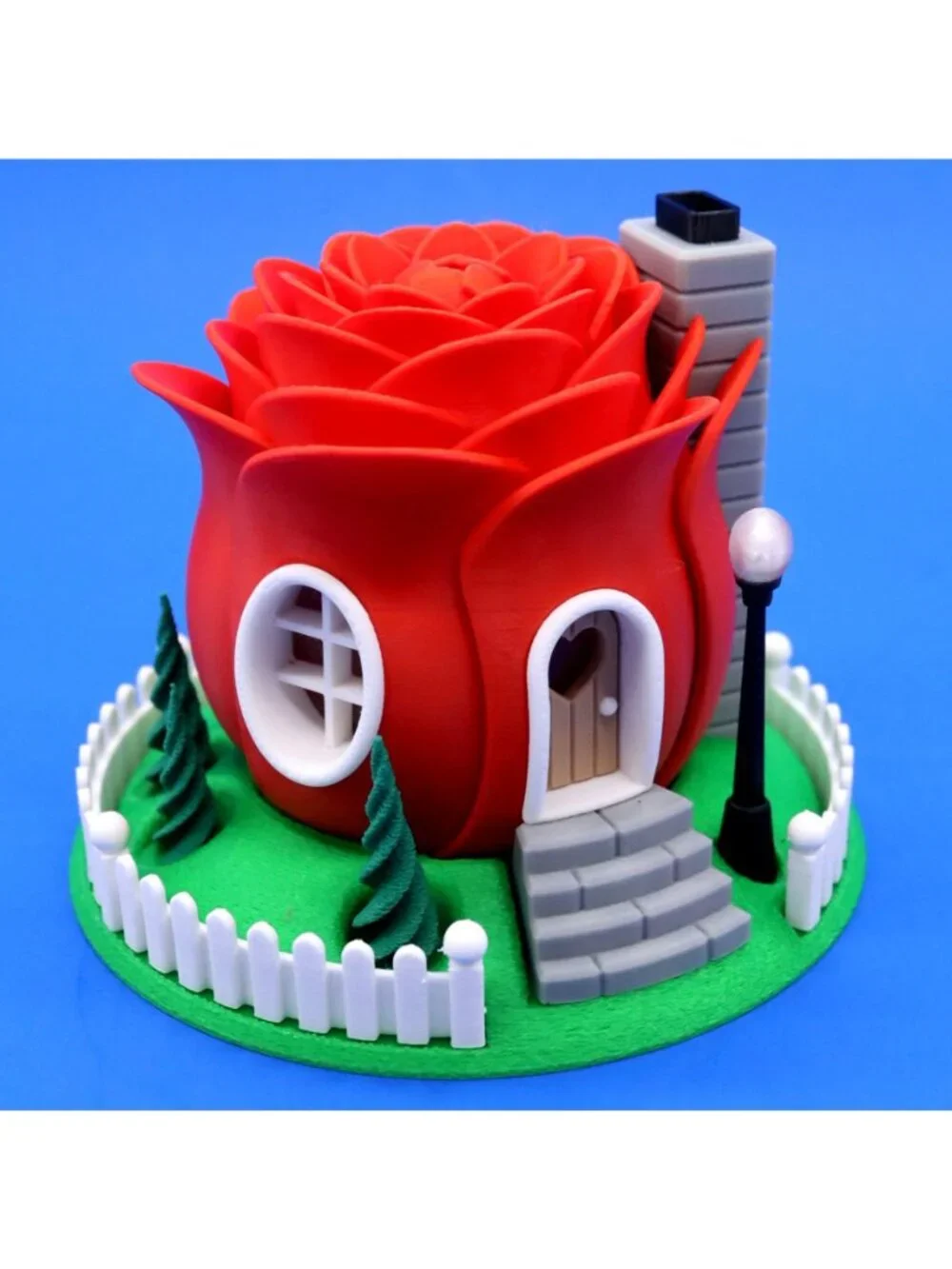 Red Rose Fairy House Night Light Battery Tea Light Holder